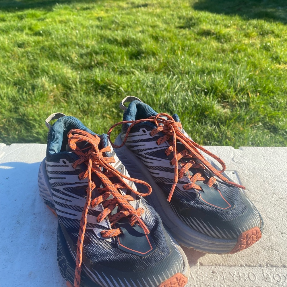 Hoka Speedgoat 4 Womens Black and White Trail Outdoor Running Sneakers Size 5 - Picture 5 of 16